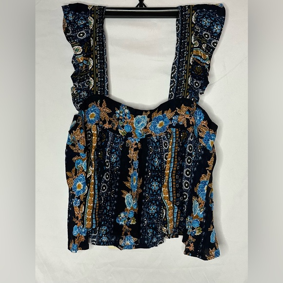 B.O.G Collective Sleepless Nights Navy Stripe Print Top Navy/Azure - Picture 5 of 8